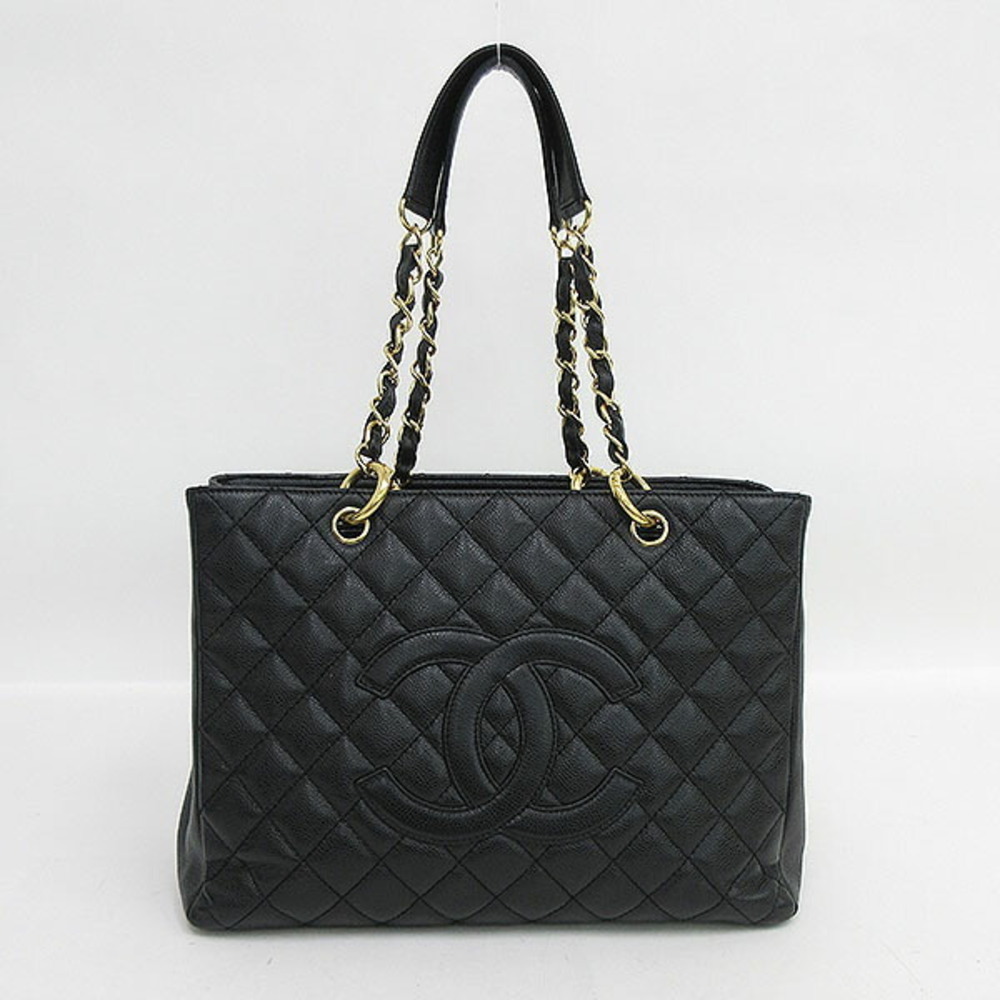 CHANEL Matelasse GST Grand Shopping Tote Bag Black Caviar Leather